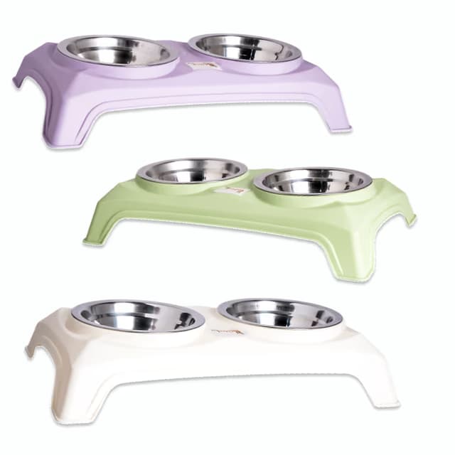 Pawfect Simple Stainless Steel High-Footed Double Bowls